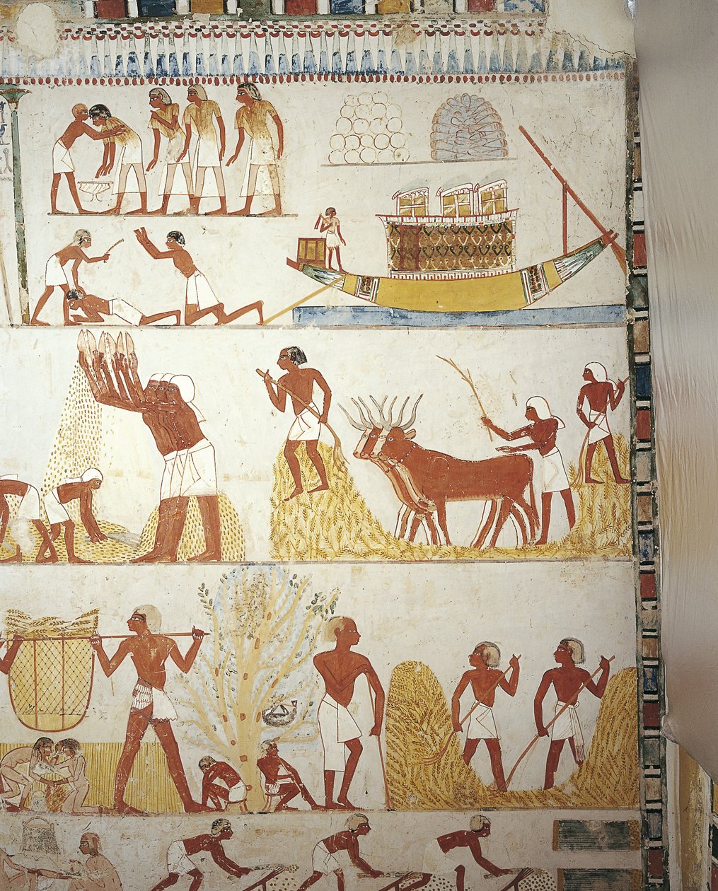 Mural Paintings of Working in Fields, Tomb of Royal Estate Supervisor Menna, Sheikh 
