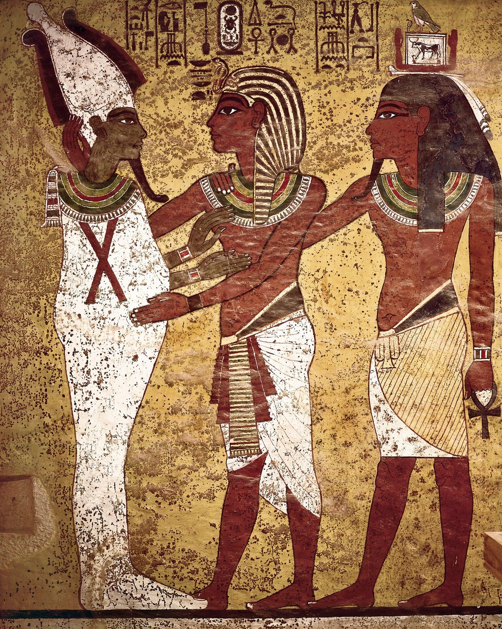 Egyptian Antiquity: The Pharaoh Tutankhamun Facing the God Osiris by Egyptian 18th Dynasty