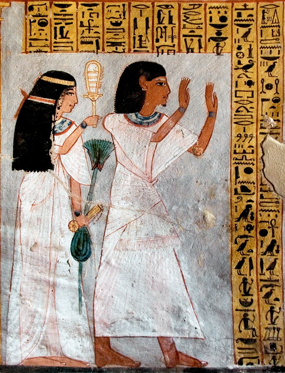 Egyptian Antiquity: Characters in Worship. Tomb of Roy (TT255). 18th Dynasty. From the West Bank of Luxor, Egypt by Egyptian 18th Dynasty