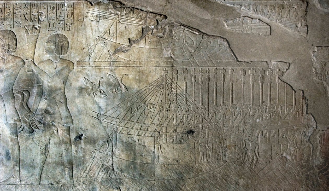 Relief from the Tomb of Khaemhat Representing a Fleet of Ships, Valley of the Nobles, Luxor, Egypt by Egyptian 18th Dynasty