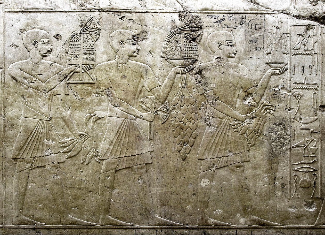 Egyptian Antiquity: Representation of Bearers of Offerings (Low Relief) by Egyptian 18th Dynasty