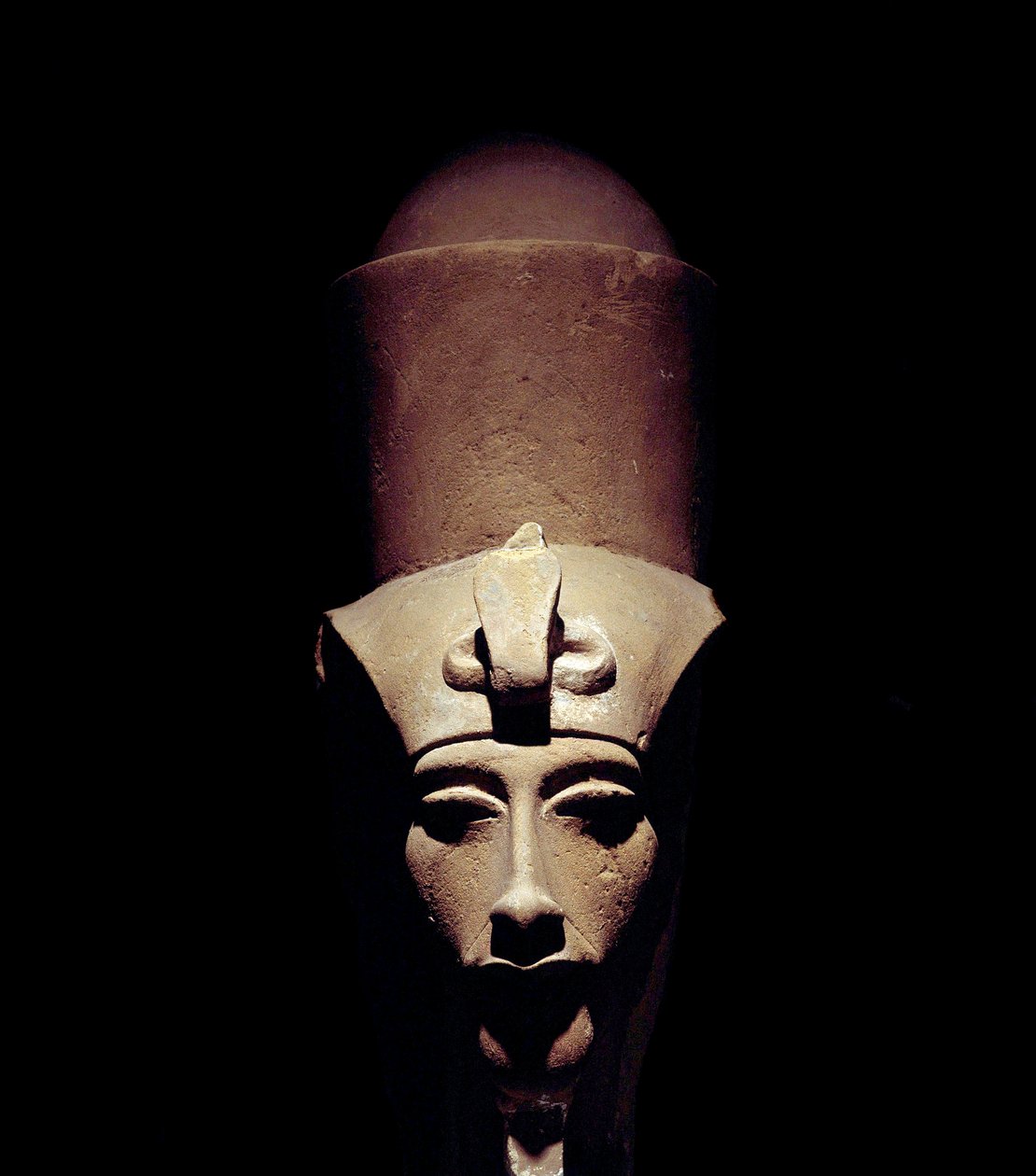 Statue of Amenhotep IV bearing the double crown. 1301 BC. 18th dynasty. Detail of the sculpture. From the Temple of Amon Ra in Thebes. Luxor Museum, Egypt by Egyptian 18th Dynasty