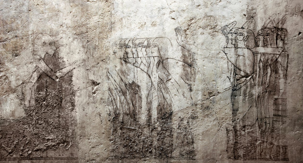 Unfinished Drawings Decorating the Tomb of Vizier Ramose by Egyptian 18th Dynasty