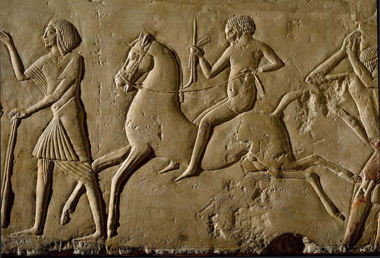 Egyptian Antiquity: Warrior on Horseback. Relief from a Grave of a High Dignitary. 1354-1346 BC. 18th Dynasty. Bologna, Civico Museo Archeologico by Egyptian 18th Dynasty