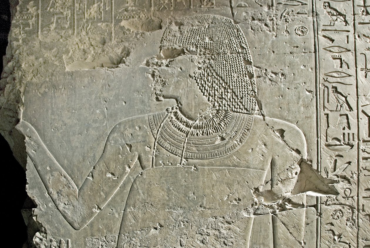 Representation of Vizir Ramose. Low Relief of His Tomb, Luxor, Thebes, Tomb of Nobles, Egypt by Egyptian 18th Dynasty