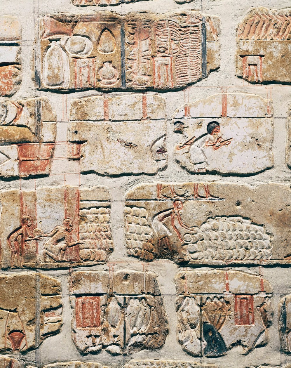 Egyptian civilization, fragments of Talatat Wall, from temple of Amenhotep IV at Karnak, Luxor, Egypt by Egyptian 18th Dynasty