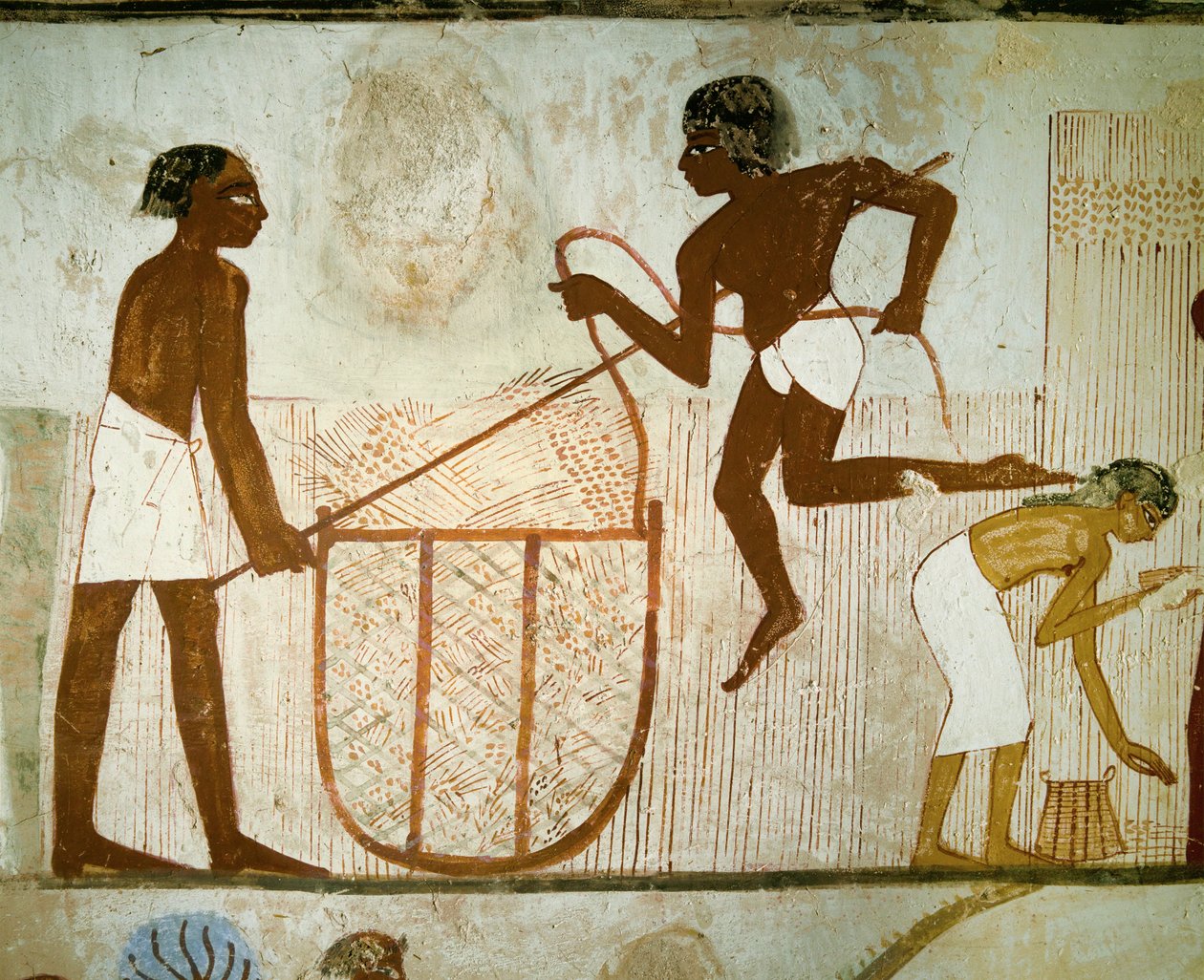 Farmers Carrying Baskets Full of Wheat by Egyptian 18th Dynasty