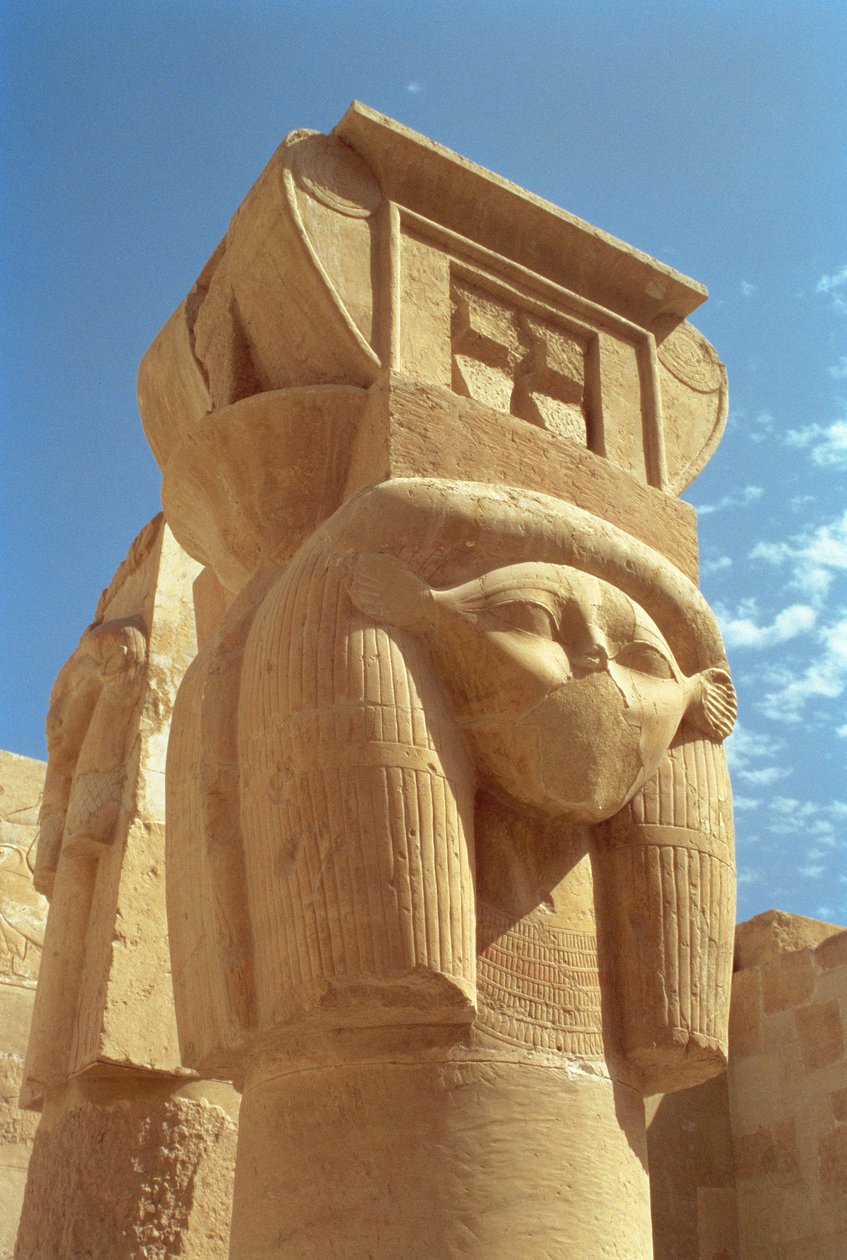 Hathor-headed column, from the Chapel of Hathor, Temple of Hatshepsut by Egyptian 18th Dynasty
