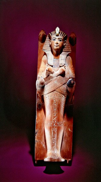 Image of the king on his funerary bed, from the tomb of Tutankhamun, New Kingdom by Egyptian 18th Dynasty