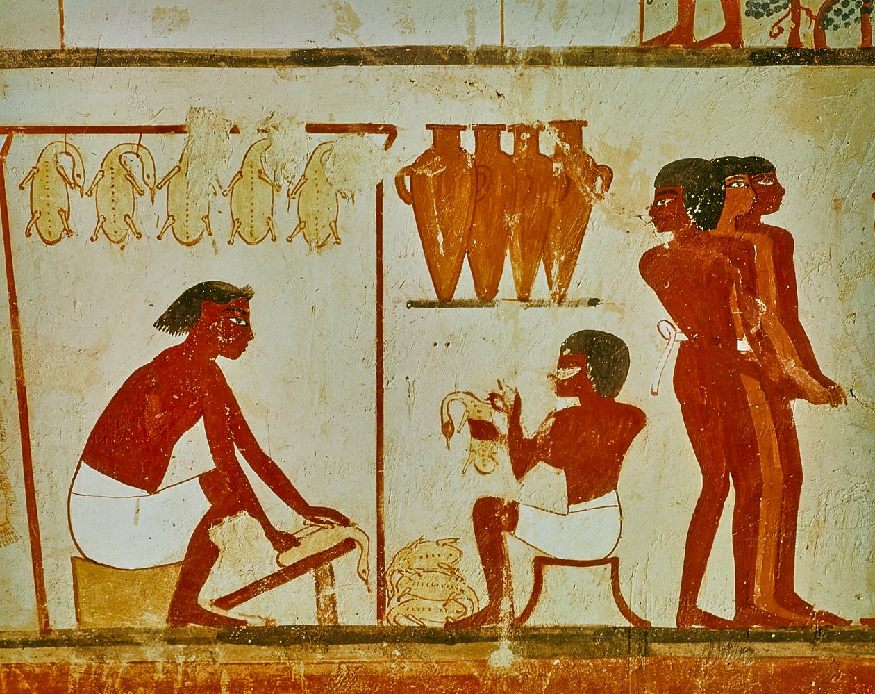 Meat Processing of the Birds (detail) by Egyptian 18th Dynasty