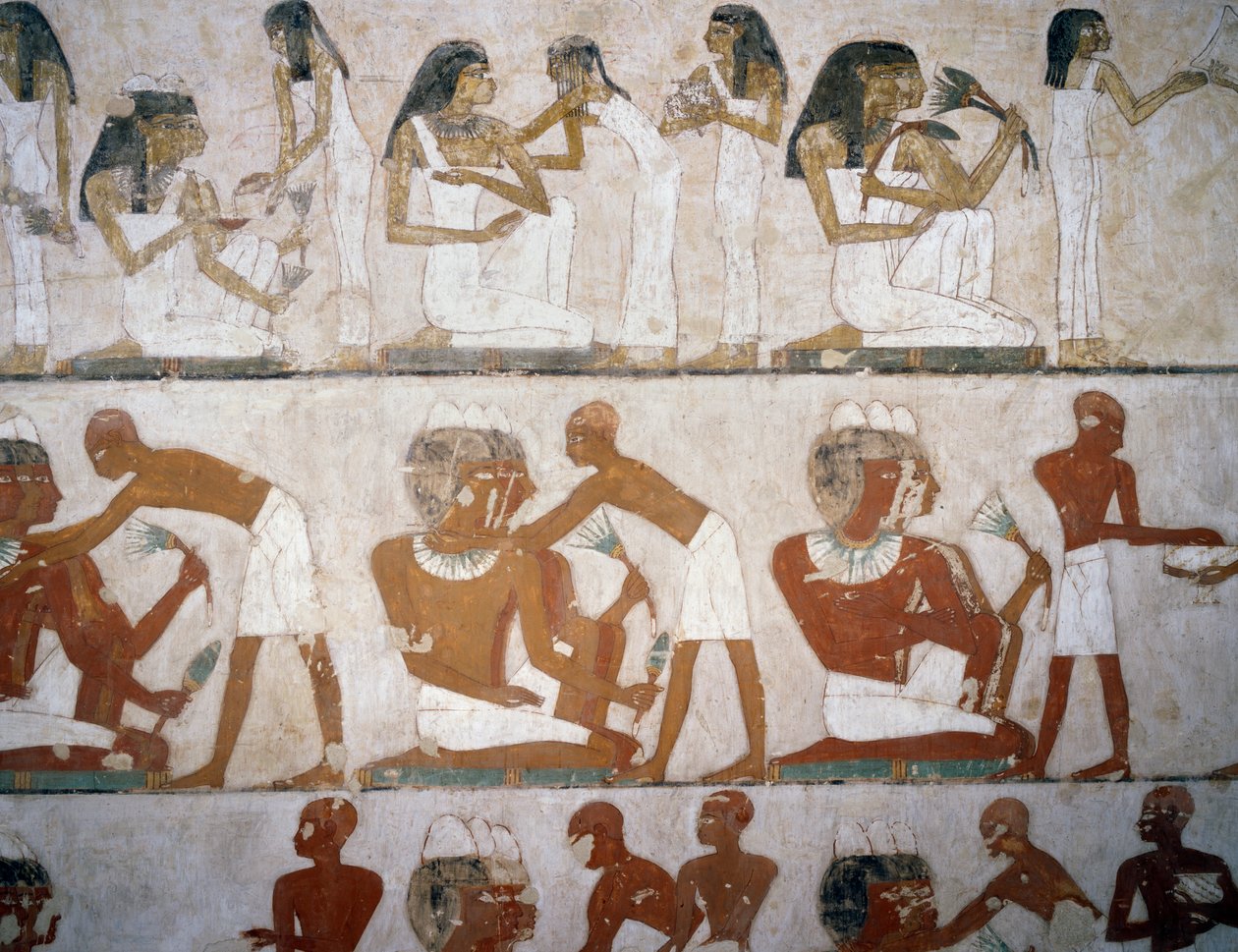 Men and Women Putting on Jewelry (detail) by Egyptian 18th Dynasty