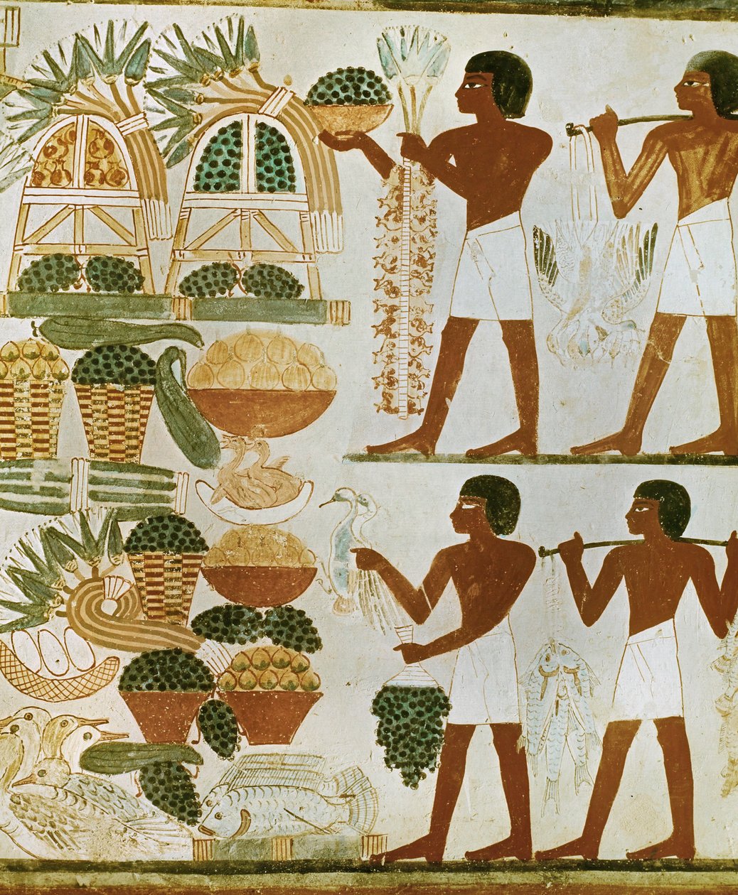 Men carrying fruit and food for the deceased by Egyptian 18th Dynasty