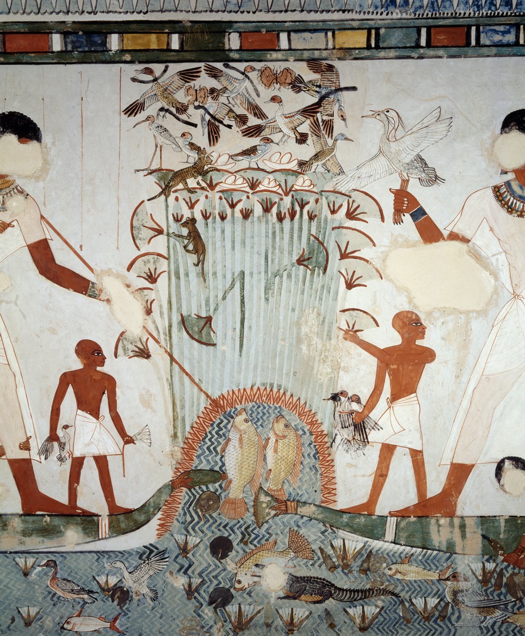 Menna and His Family Fishing and Fowling in Marshes of Nile (detail) by Egyptian 18th Dynasty