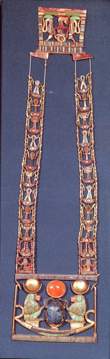 Necklace of the Rising Sun, from the Tomb of Tutankhamun (c.1370-52 BC) New Kingdom by Egyptian 18th Dynasty
