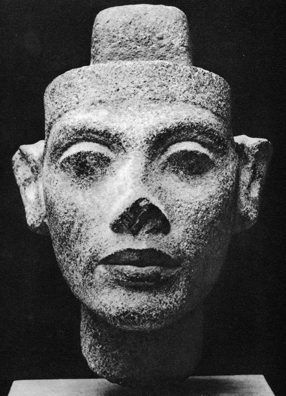 Nefertiti, Queen Consort of Akhenaten the Heretic Pharaoh. 14th Century BC (Sculpture in Dark Granite Bust) by Egyptian 18th Dynasty