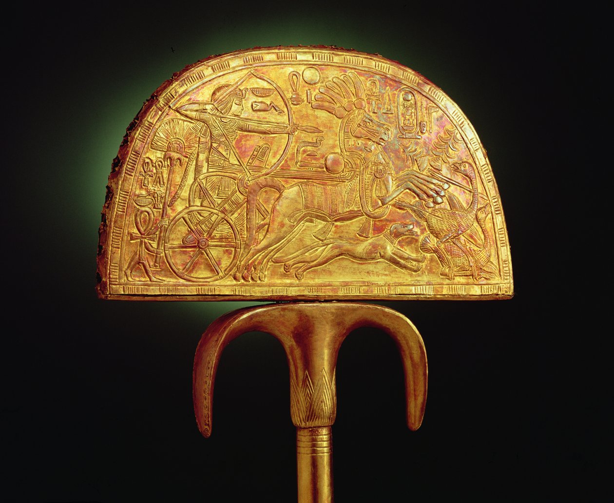 Ostrich-feather fan, from the Tomb of Tutankhamun by Egyptian 18th Dynasty
