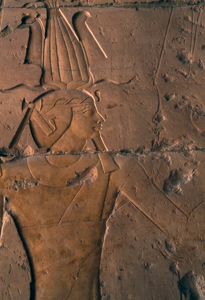 Painted relief, Mortuary Temple of Hatshepsut, Deir el-Bahri, Theban necropolis by Egyptian 18th Dynasty