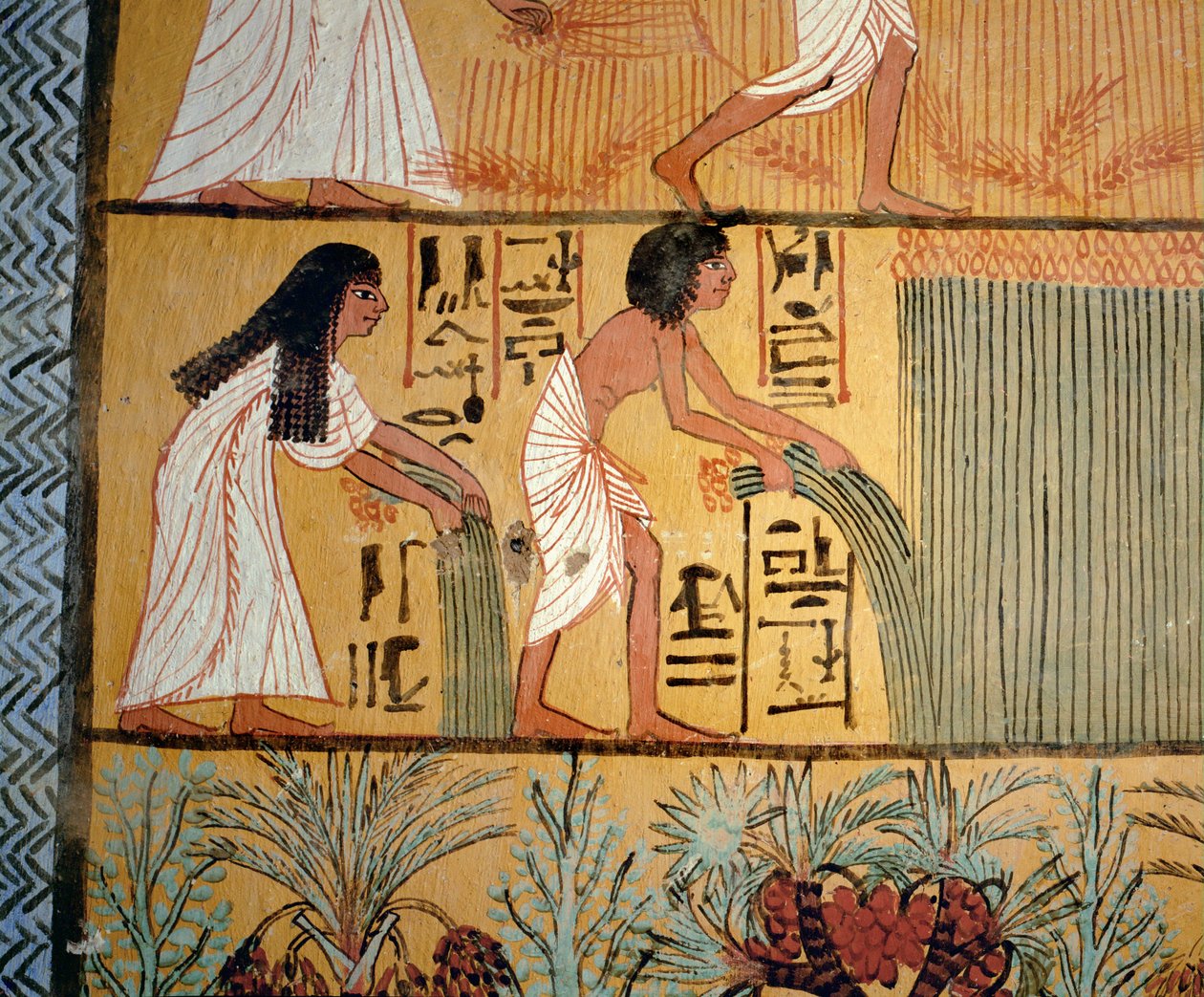 Peasant couple harvesting by Egyptian 18th Dynasty