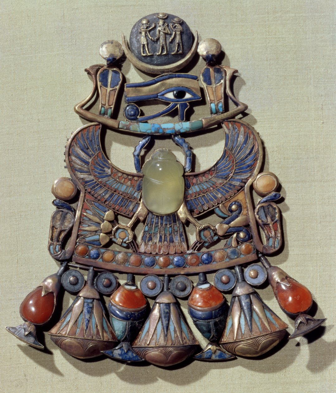 Pectoral with a bird-scarab, from the tomb of Tutankhamun by Egyptian 18th Dynasty