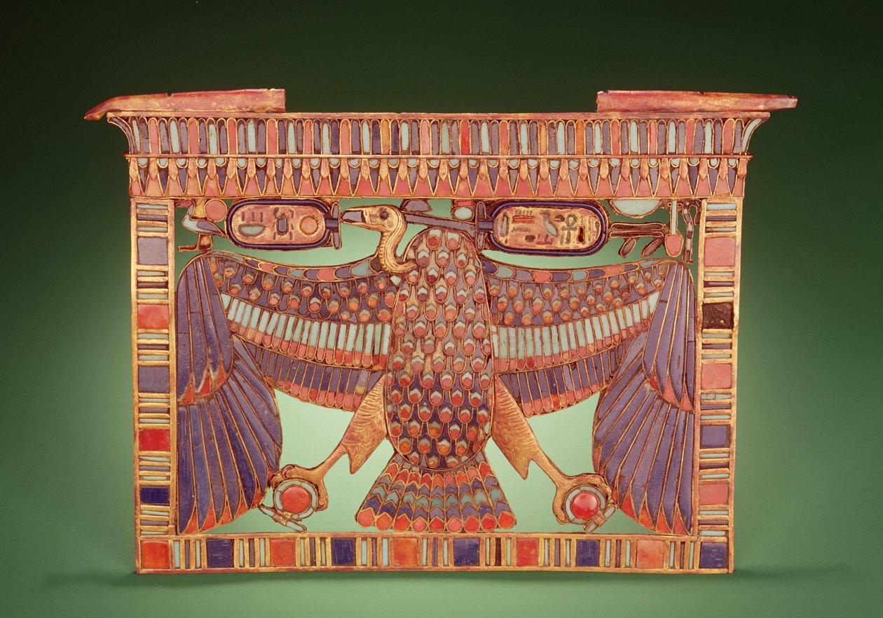 Pylon pectoral decorated with the vulture of Upper Egypt, from the tomb of Tutankhamun, New Kingdom by Egyptian 18th Dynasty
