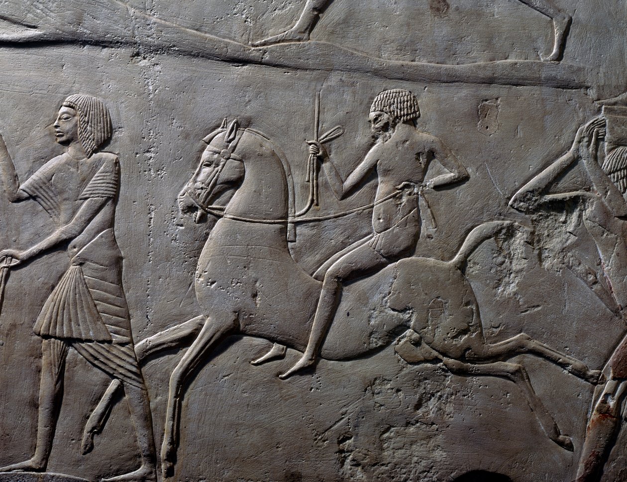 Relay race on horseback (detail) by Egyptian 18th Dynasty