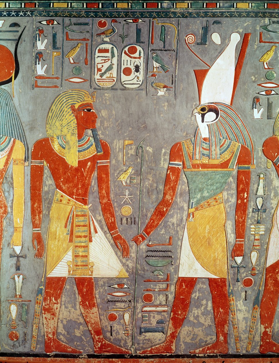 Relief depicting Horemheb before Horus, from his tomb by Egyptian 18th Dynasty