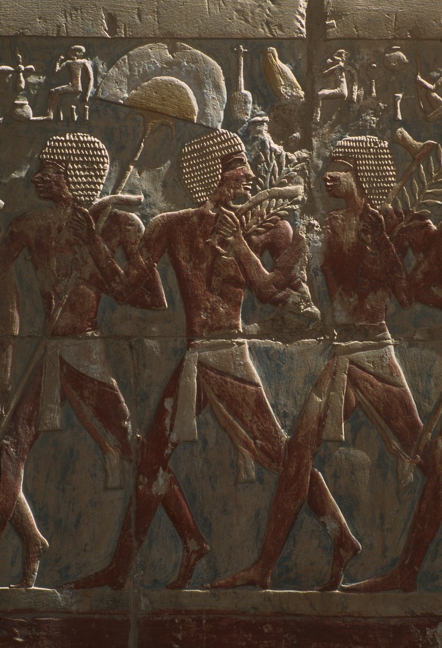 Relief Depicting a Parade in Honour of the Goddess Hathor (detail) by Egyptian 18th Dynasty