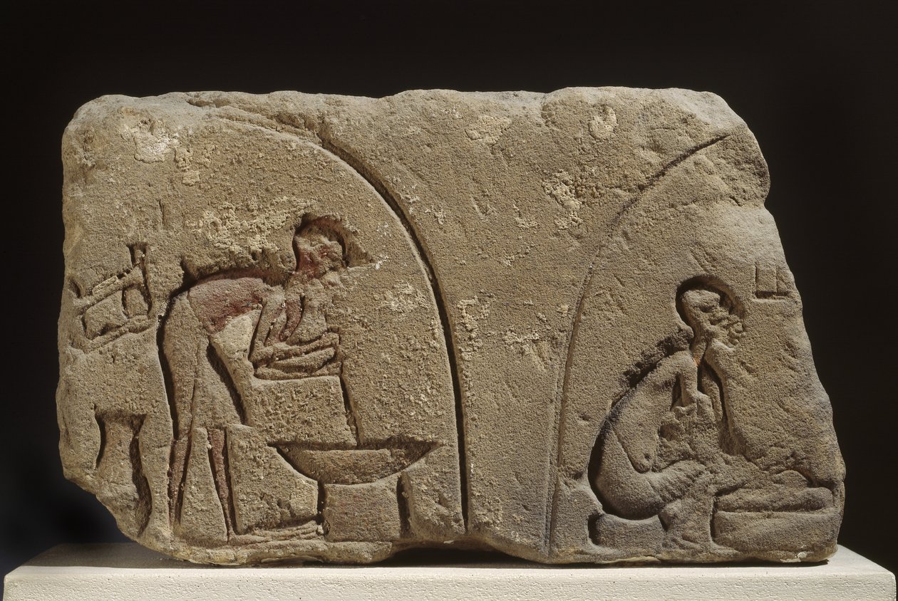 Sandstone Relief of Preparation of a Meal by Egyptian 18th Dynasty