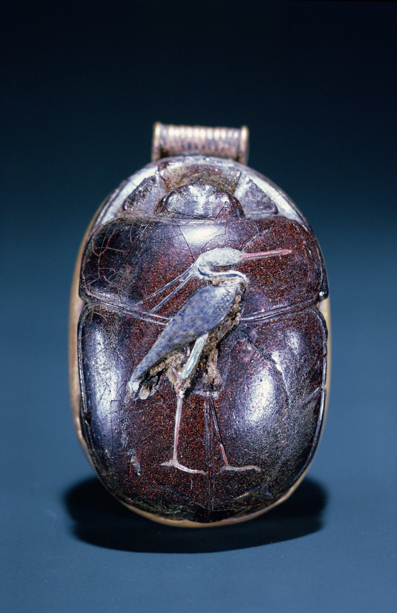 Scarab with Heron, from Tomb of Tutankhamun by Egyptian 18th Dynasty
