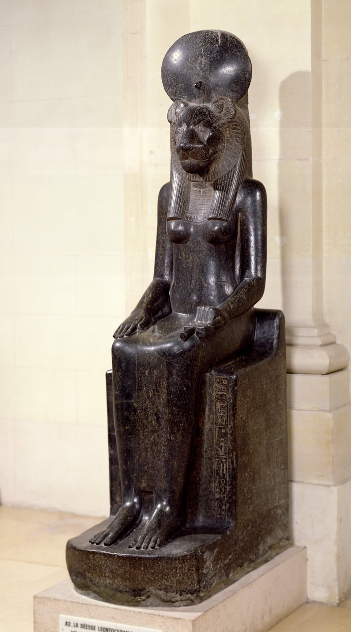 Statue of the lion-headed goddess Sekhmet, from the Temple of Mut, Karnak, New Kingdom, c.1391-1353 BC by Egyptian 18th Dynasty