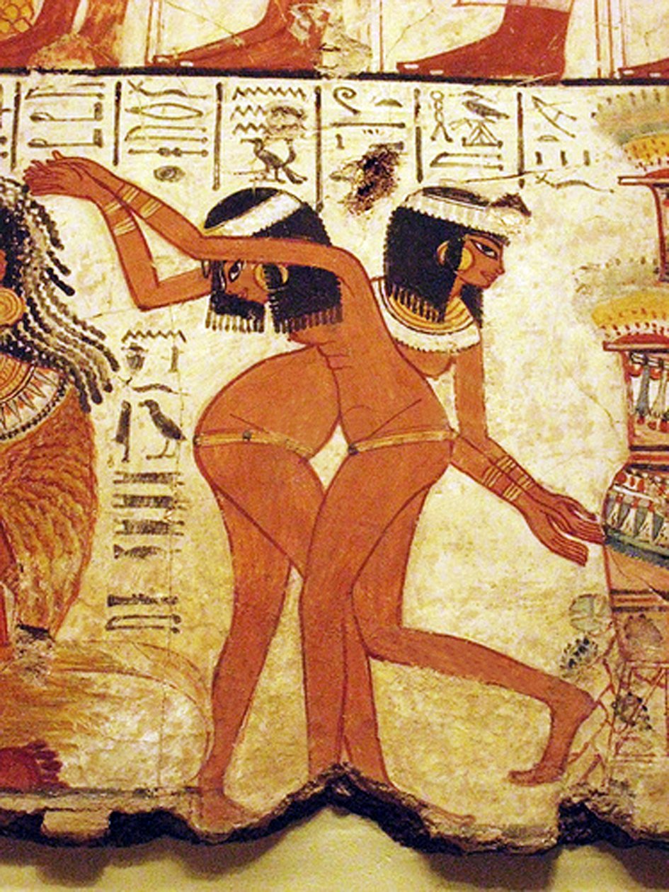 Temple Mural of Two Girls Dancing, Egypt by Egyptian 18th Dynasty