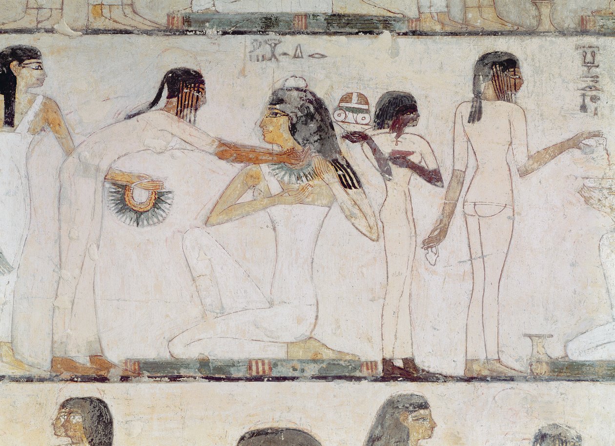 The Toilet of Noblewomen, from the Tomb of Rekhmire, vizier of Tuthmosis III and Amenhotep II, New Kingdom by Egyptian 18th Dynasty