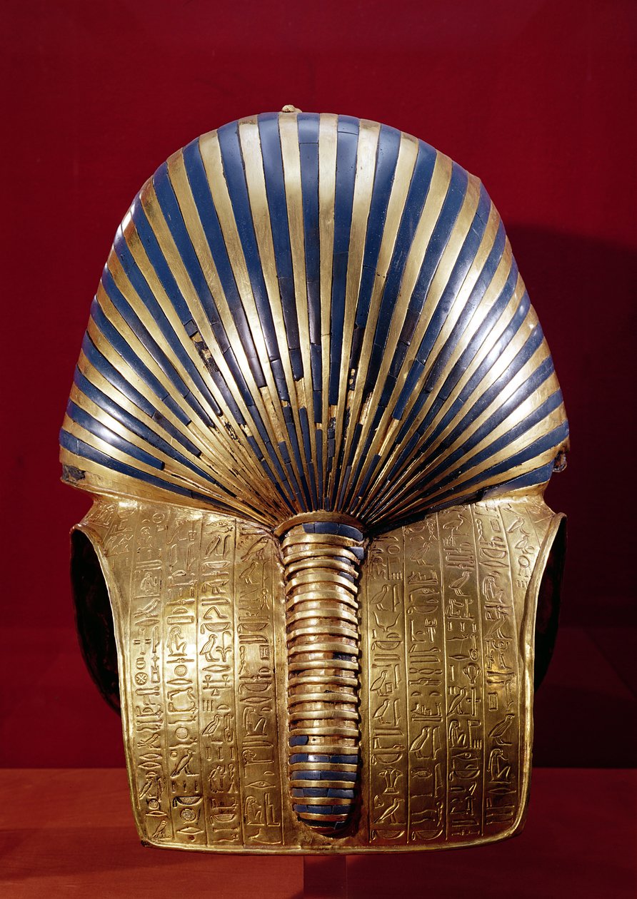 The back of the gold mask, from the Treasure of Tutankhamun by Egyptian 18th Dynasty