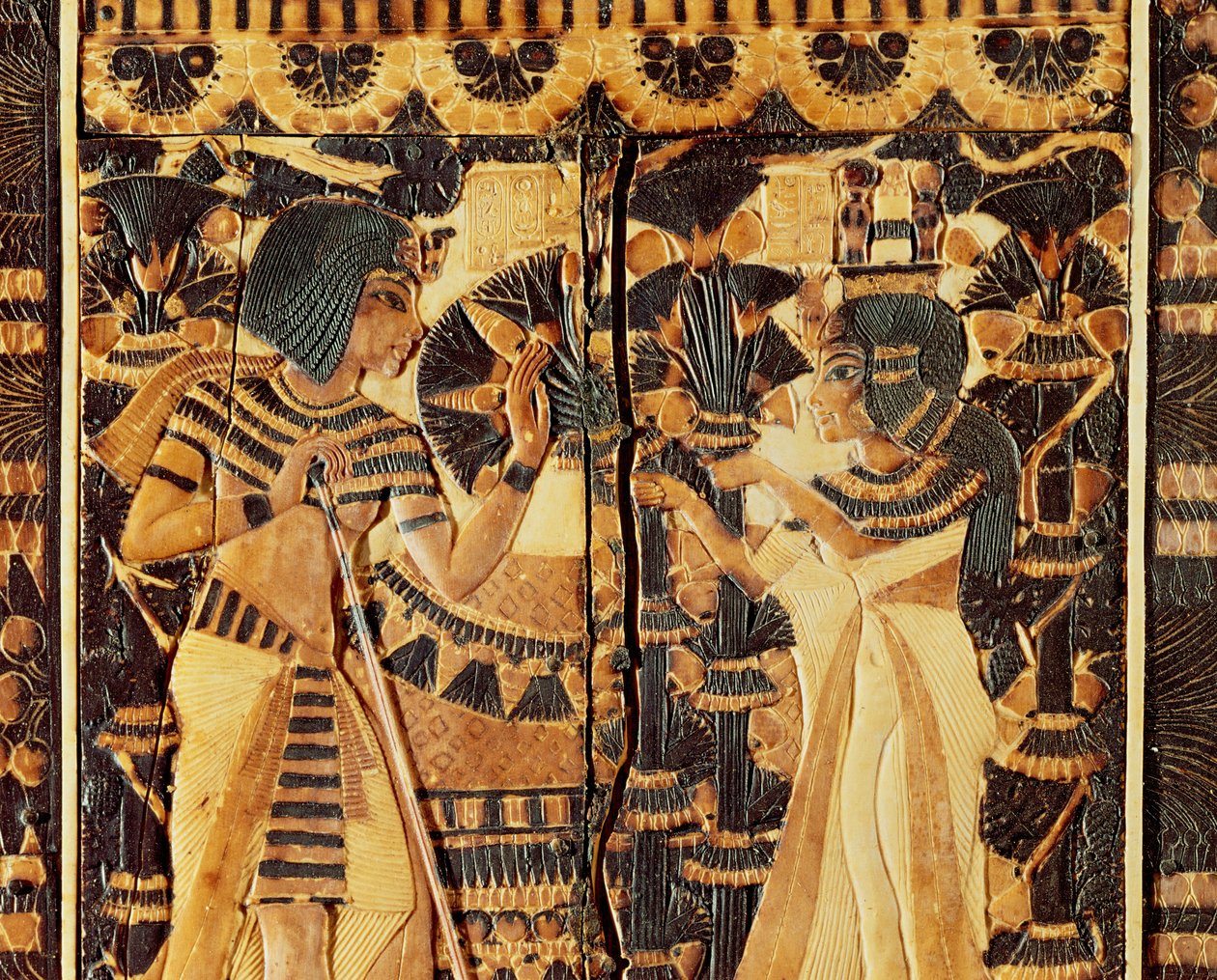Top panel from a coffer, from the Tomb of Tutankhamun, New Kingdom by Egyptian 18th Dynasty