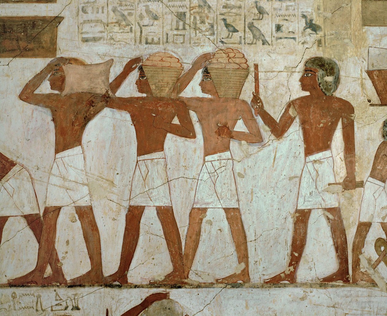 Workmen carrying gold ingots by Egyptian 18th Dynasty