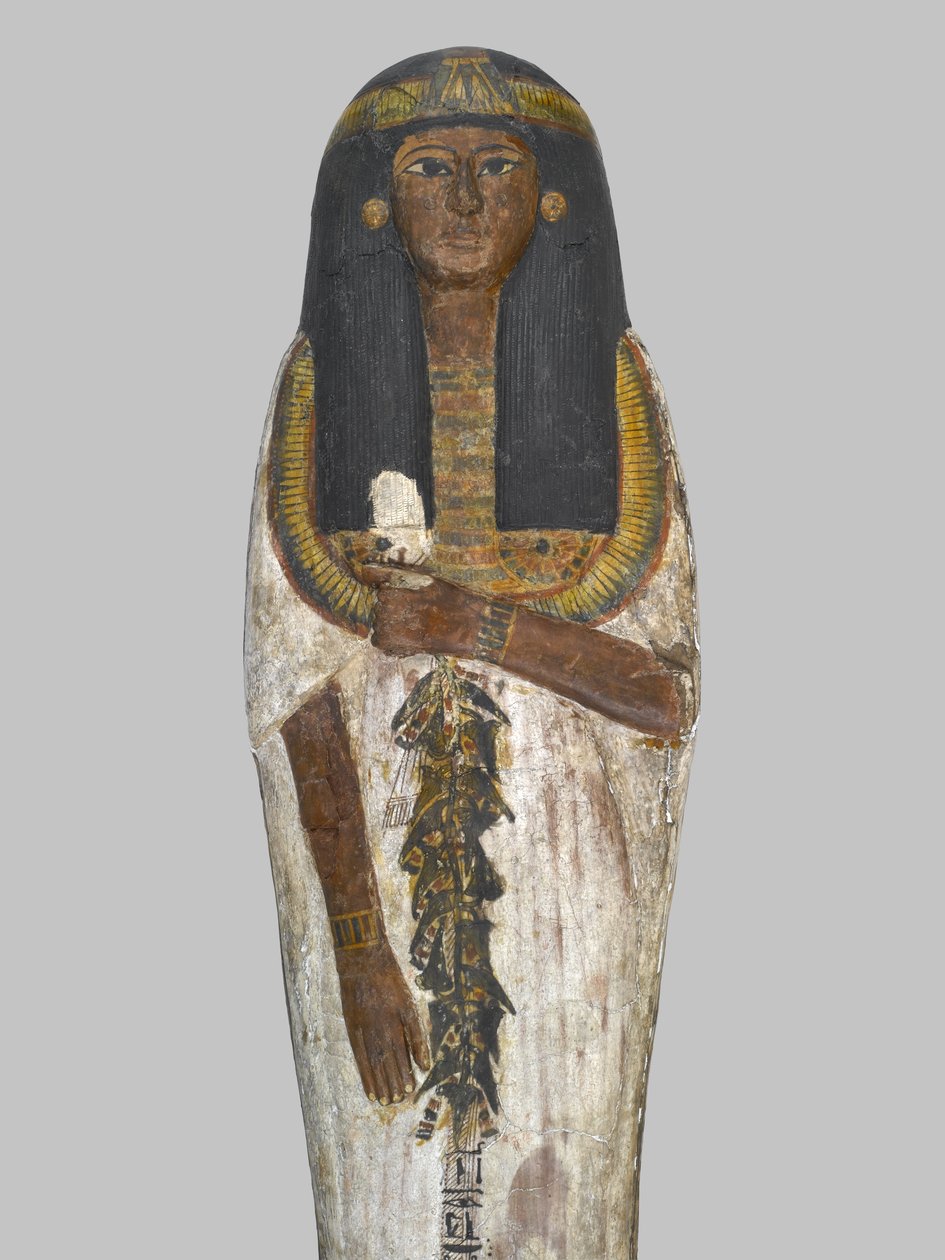 Coffin of the Lady of the House, Weretwahset, reinscribed for Bensuipet, found at Thebes, New Kingdom (detail) by Egyptian 19th Dynasty