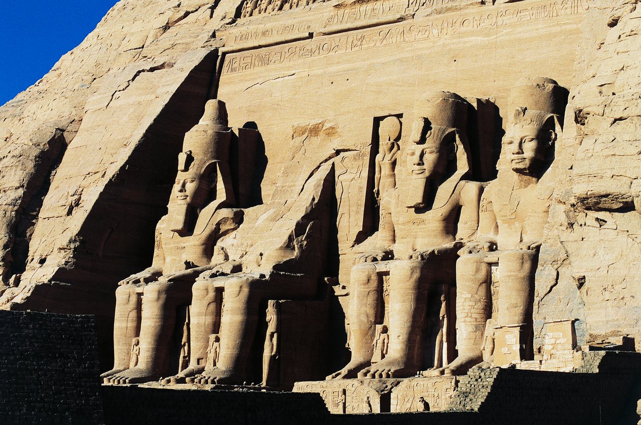 Colossal statues of Temple of Ramesses II, Abu Simbel, Egypt, New Kingdom, Dynasty XIX by Egyptian 19th Dynasty