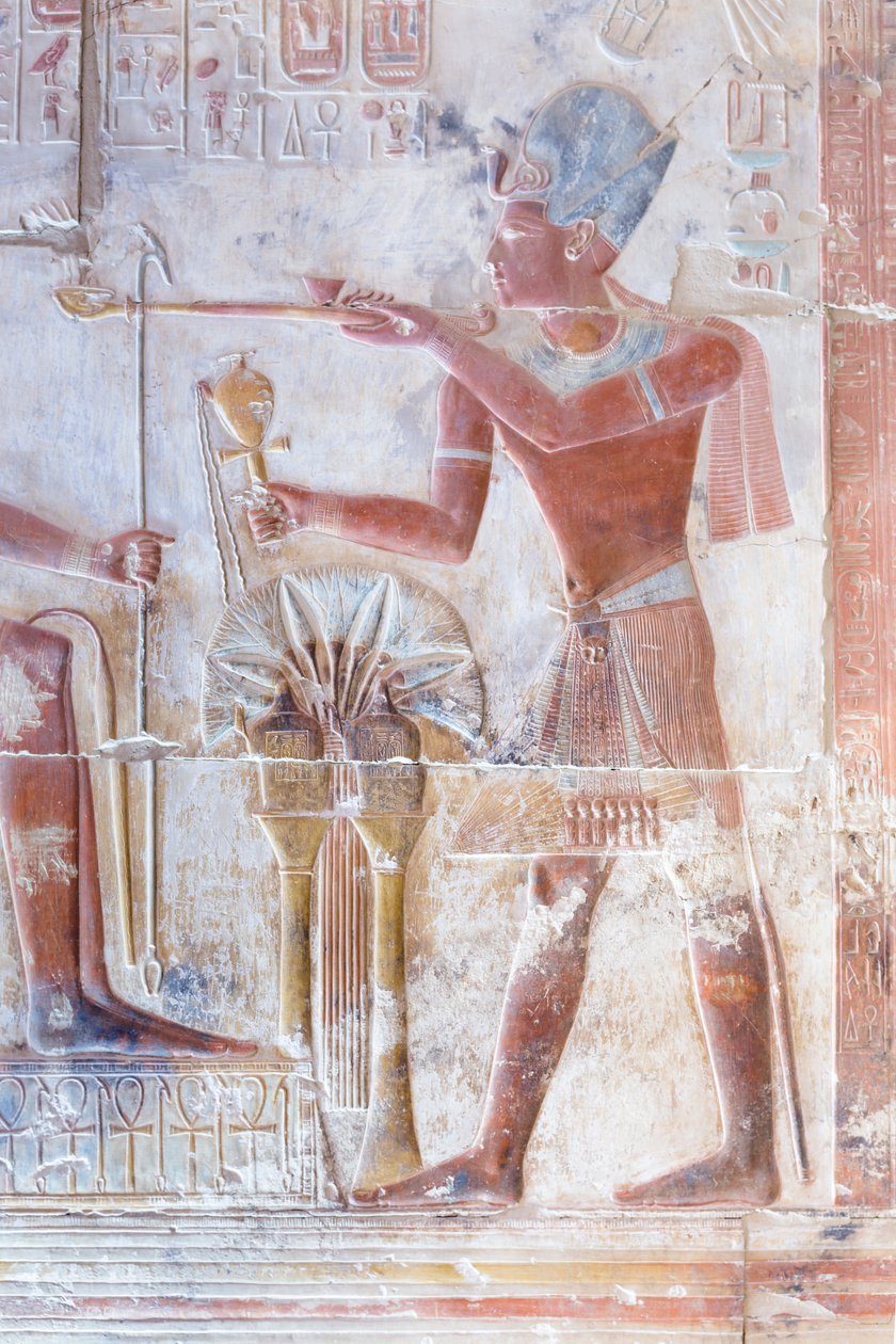 Coloured Relief, Temple of Seti I, Abydos, Egypt by Egyptian 19th Dynasty