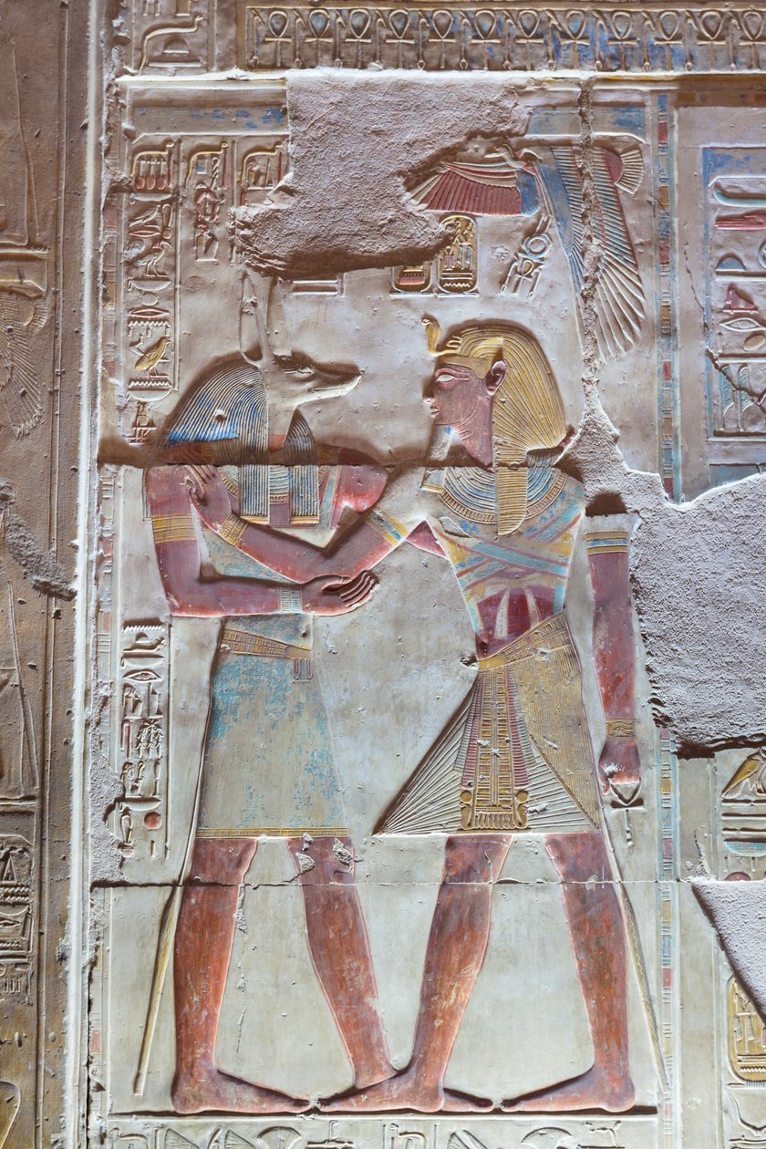 Coloured Relief, Temple of Seti I, Abydos, Egypt by Egyptian 19th Dynasty