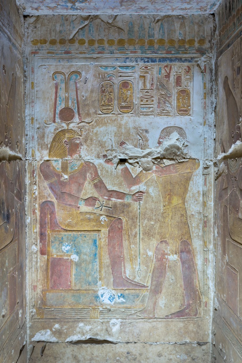 Coloured Relief, Temple of Seti I, Abydos, Egypt by Egyptian 19th Dynasty