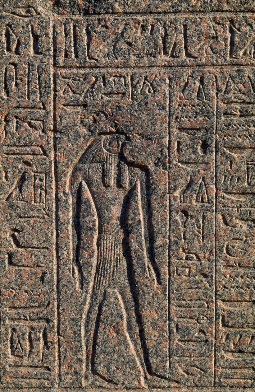 Depiction of Horus, detail of inscription and relief of Thoth and Horus, Amenhotep