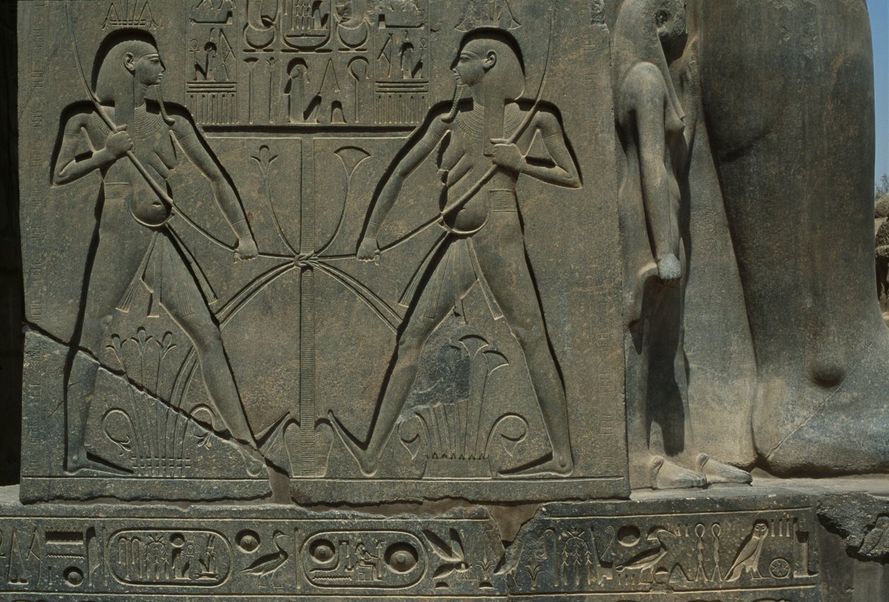 Detail of a relief depicting two men by Egyptian 19th Dynasty