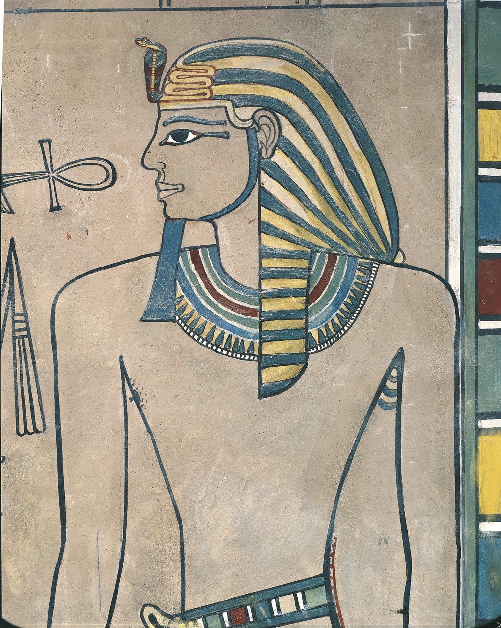 Ancient Thebes, Valley of the Kings, mural of pharaoh Amenhotep III by Egyptian 19th Dynasty