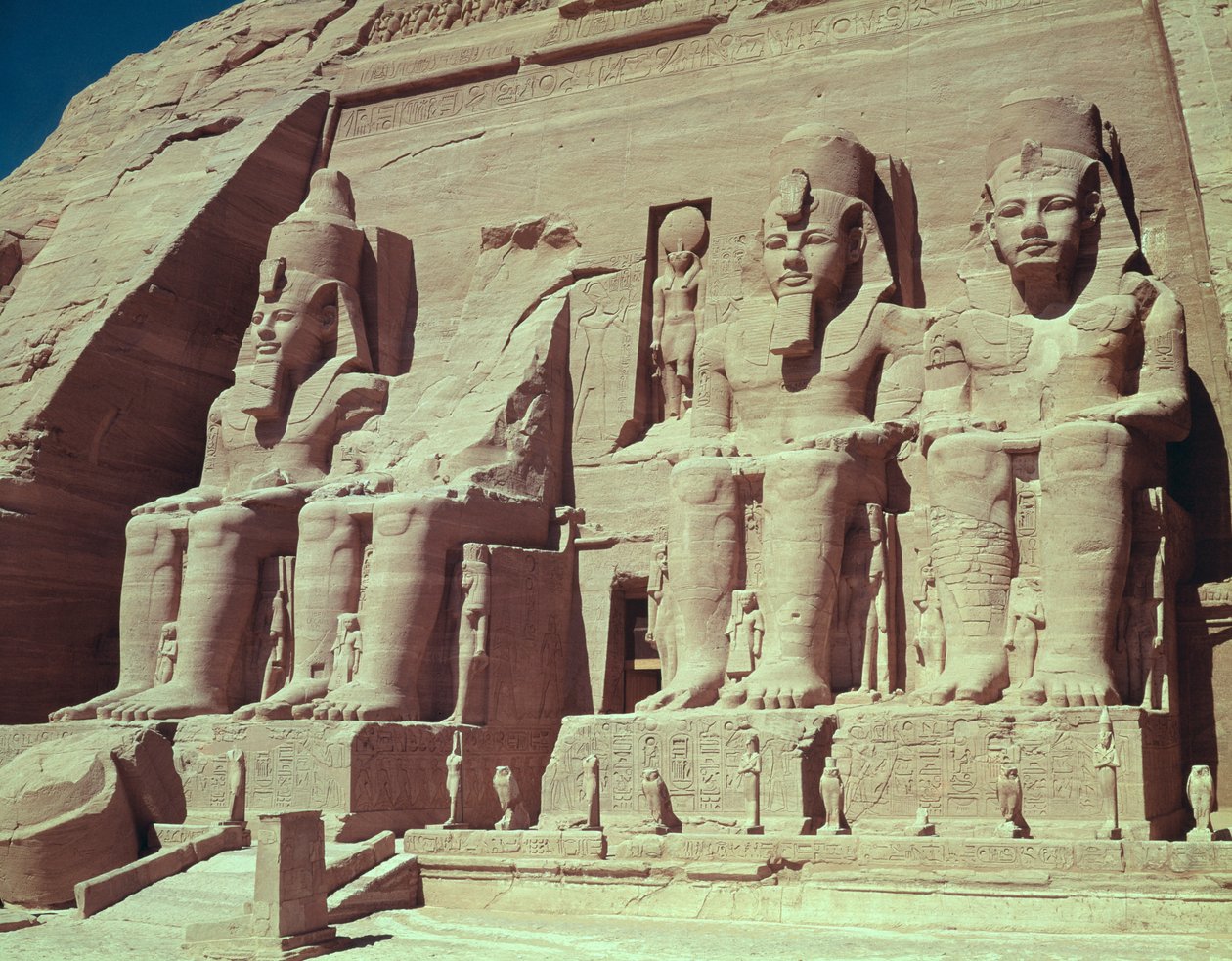 Four colossal figures of the king, from the Temple of Ramesses II, New Kingdom, c.1279-1213 BC by Egyptian 19th Dynasty