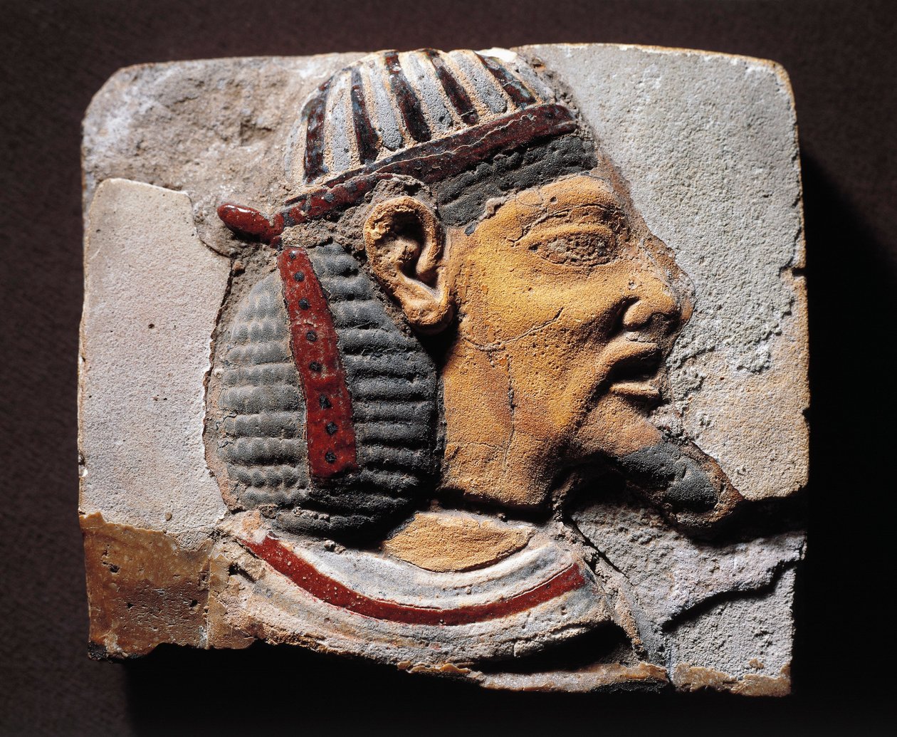 Fragment of Decoration, Majolica with Head of Syrian Semitic Prisoner by Egyptian 19th Dynasty