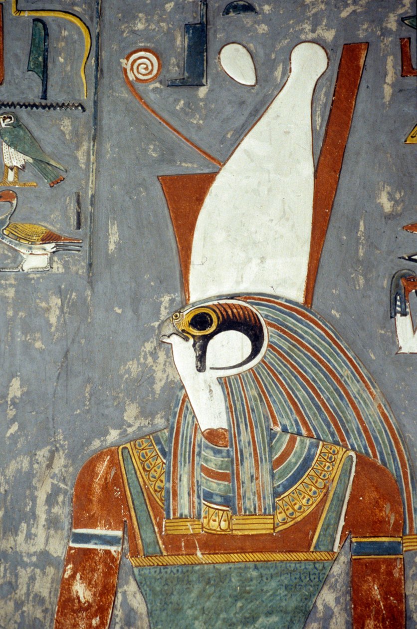 Horus Wearing Double Crown, Tomb of Horemheb, Valley of Kings, Luxor, Ancient Thebes (photo) by Egyptian 19th Dynasty