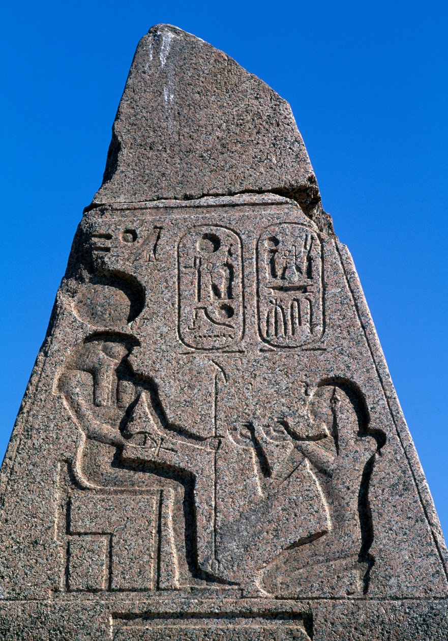 Obelisk with reliefs and inscriptions of Ramses II by Egyptian 19th Dynasty