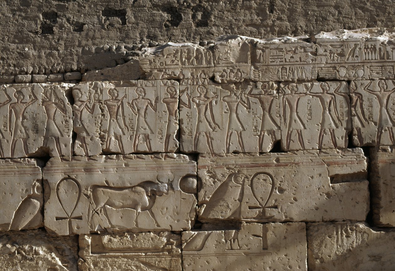 Relief, Temple of Ramses II, Abydos, Egypt by Egyptian 19th Dynasty