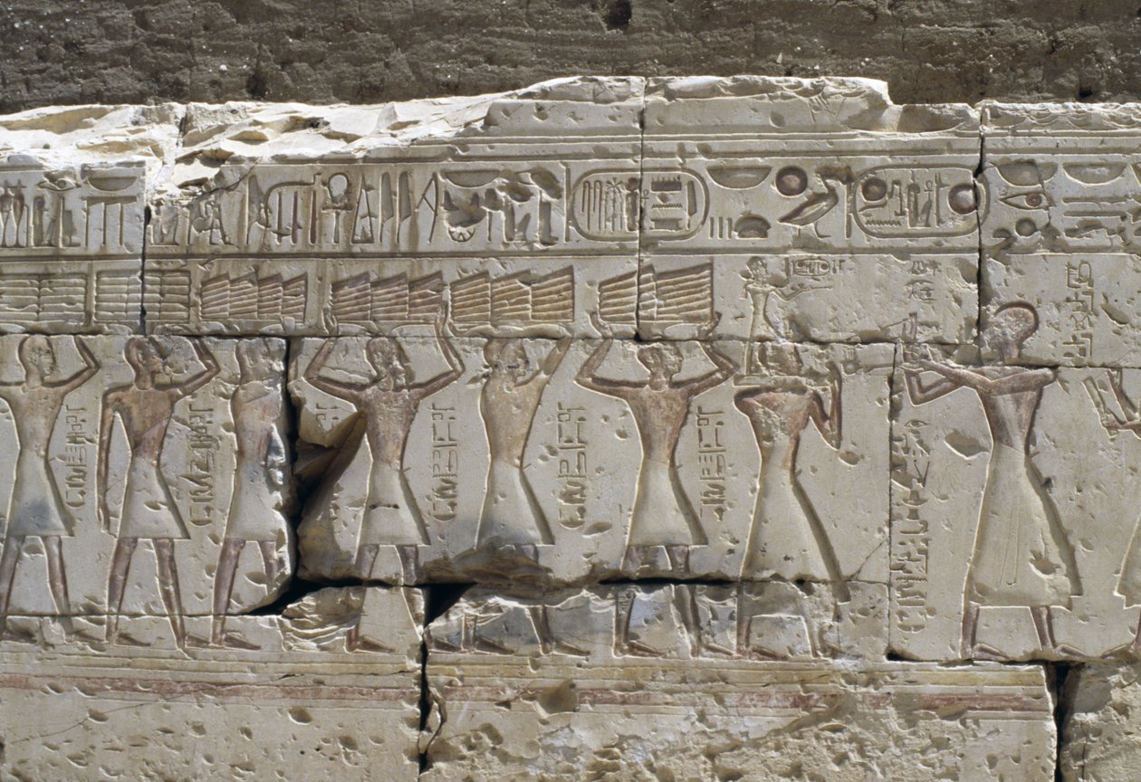 Relief, Temple of Ramses II, Abydos, Egypt, Egyptian civilization, New Kingdom, Dynasty XIX by Egyptian 19th Dynasty