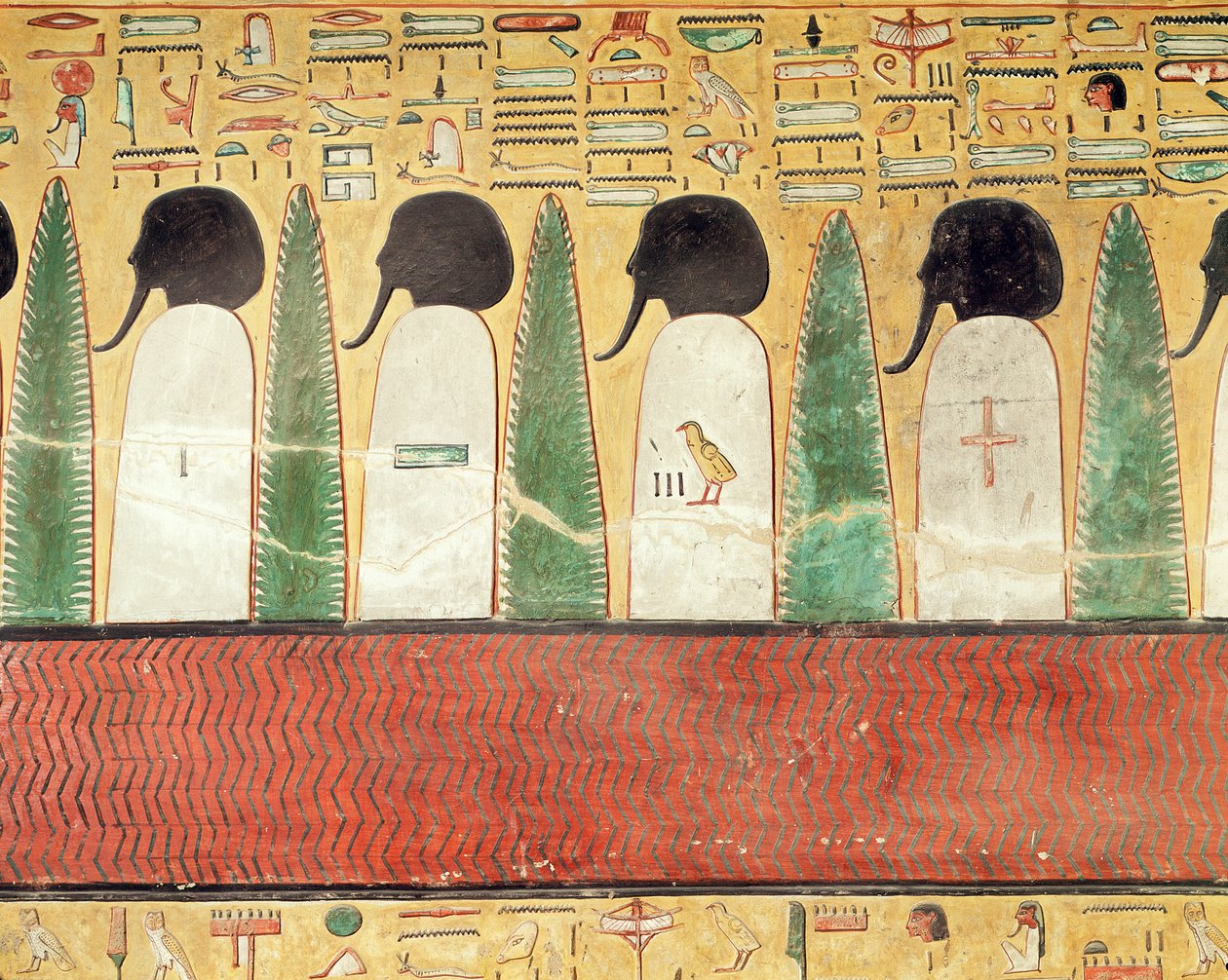 Relief depicting black-headed gods in the Underworld, from the Tomb of Seti I by Egyptian 19th Dynasty